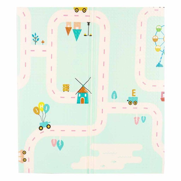 Edukacinis dvipusis putplasčio sulankstomas pandos gatvės kilimėlis 180 x 200 cm