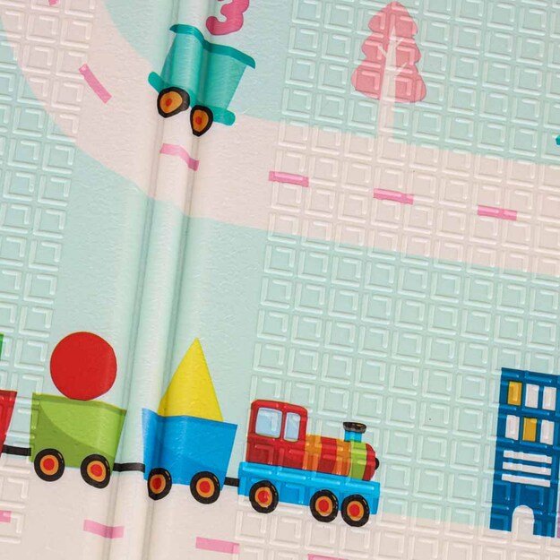 Edukacinis dvipusis putplasčio sulankstomas pandos gatvės kilimėlis 180 x 200 cm