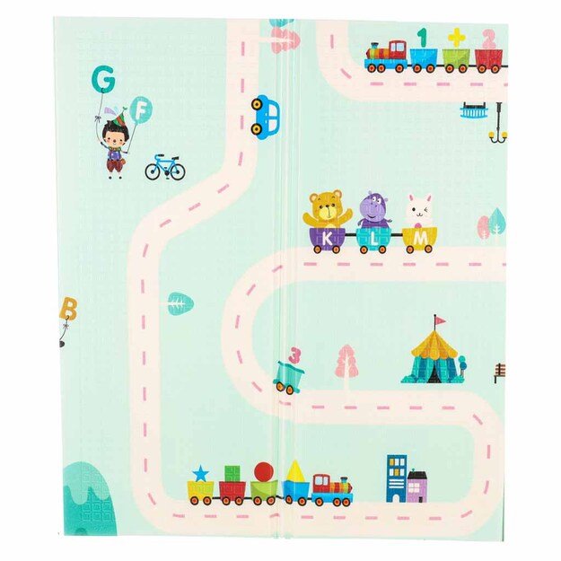 Edukacinis dvipusis putplasčio sulankstomas pandos gatvės kilimėlis 180 x 200 cm