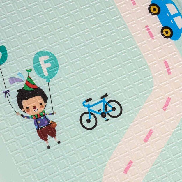 Edukacinis dvipusis putplasčio sulankstomas pandos gatvės kilimėlis 180 x 200 cm