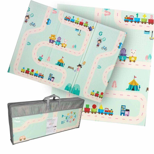 Edukacinis dvipusis putplasčio sulankstomas pandos gatvės kilimėlis 180 x 200 cm