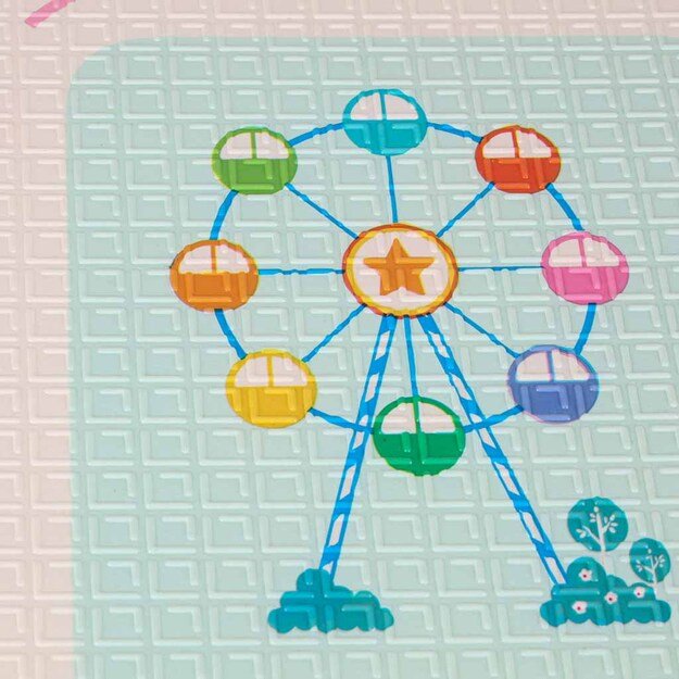 Edukacinis dvipusis putplasčio sulankstomas pandos gatvės kilimėlis 180 x 200 cm