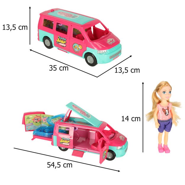 Lėlių automobilis kempingas kemperis priedai lėlių baseinas