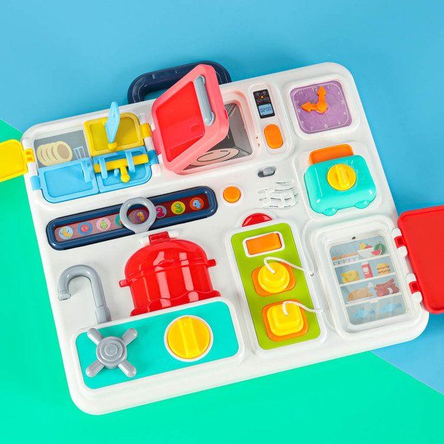 Sensorinė manipuliavimo lenta montessori virtuvės laikrodis &scaron;viesos garsas