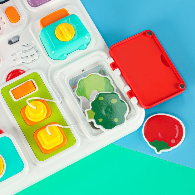 Sensorinė manipuliavimo lenta montessori virtuvės laikrodis &scaron;viesos garsas