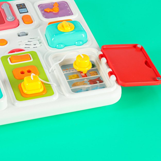 Sensorinė manipuliavimo lenta montessori virtuvės laikrodis &scaron;viesos garsas