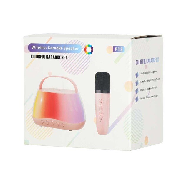 Karaokės rinkinys  Bluetooth  garsiakalbis LED RGB 2 mikrofonai USB