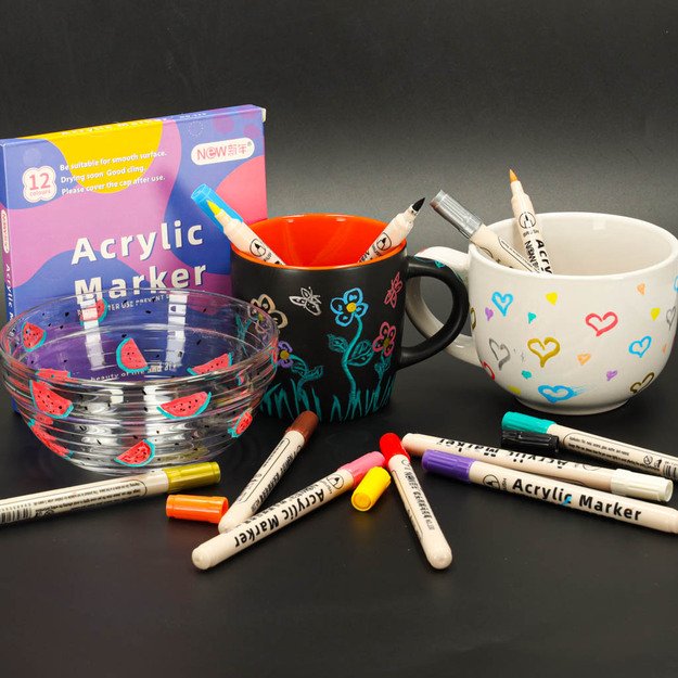 Akriliniai audinių žymekliai akmeniniai žymekliai  pasidaryk pats  vandeniui atsparūs žymekliai 12 vnt.