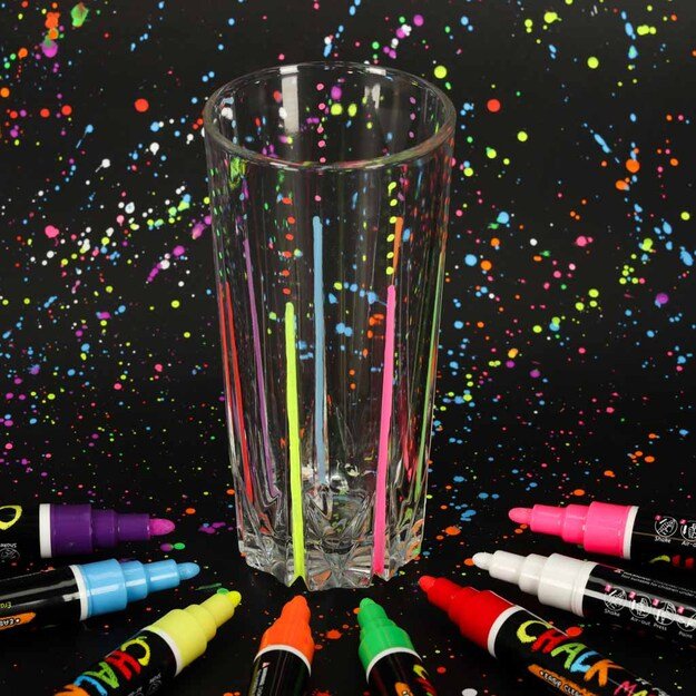 Plaunamieji kreidiniai žymekliai stiklinėms lentoms, skelbimų lentoms, kainų žymoms 8 vnt.