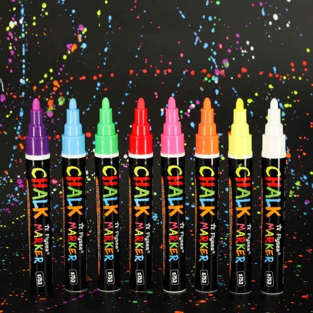 Plaunamieji kreidiniai žymekliai stiklinėms lentoms, skelbimų lentoms, kainų žymoms 8 vnt.