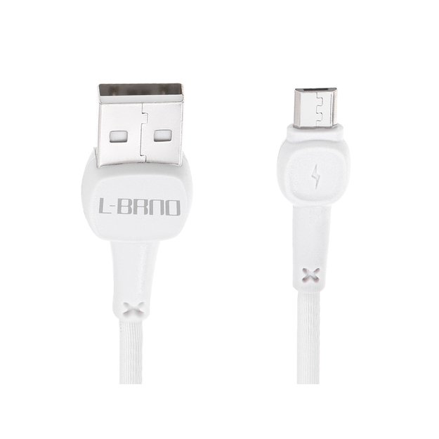 L-BRNO  Micro USB  greitojo įkrovimo kabelis, baltas