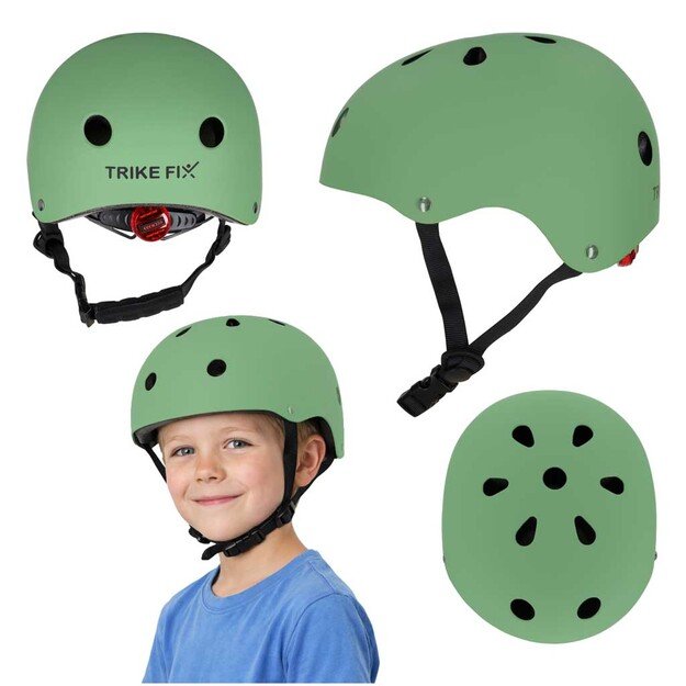 Trike Fix vaiki&scaron;kas dviratininko &scaron;almas reguliuojamas LED S 48-54cm tamsiai žalias