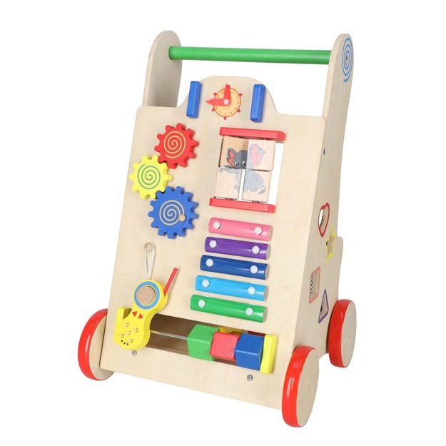 Vaikiškas medinis stumdukas, vežimėlis 6in1