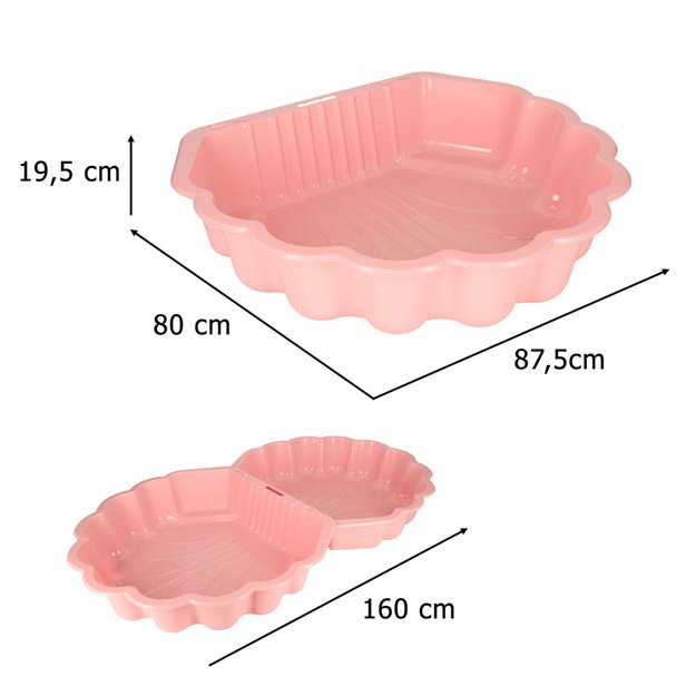 Smėlio dėžė uždaras baseinas Shell Twins double 2in1 160x87,5x19,5cm rožinis