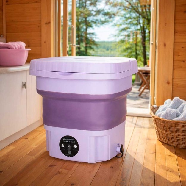 Kelioninė skalbimo ma&scaron;ina mini ne&scaron;iojama sulankstoma 8l violetinė
