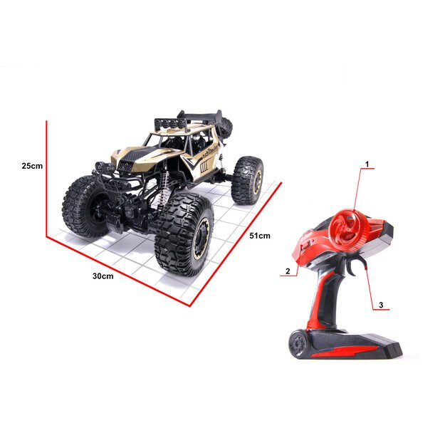 RC automobilis Rock Crawler 2.4GHz 1:8 51cm aukso spalvos