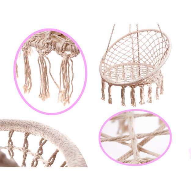 Er&scaron;kėčių lizdas fotelis supynės su atlo&scaron;u ecru 80cm