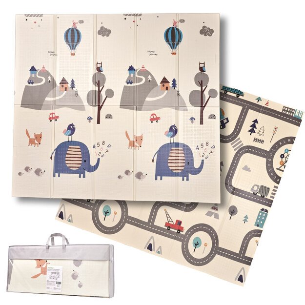 Mokomasis sulankstomas dvipusis putplasčio kilimėlis 180 x 200 cm gatvė / mi&scaron;kas