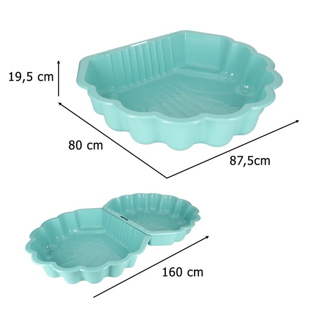 Smėlio dėžė uždaras baseinas Shell Twins double 2in1 160x87,5x19,5cm mėtų spalvos