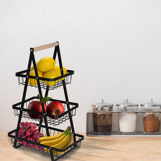 Vaisių ir daržovių krep&scaron;elis trijų pakopų lėk&scaron;tė metalas medis