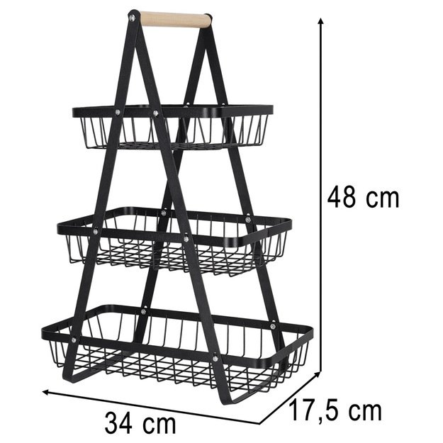 Vaisių ir daržovių krep&scaron;elis trijų pakopų lėk&scaron;tė metalas medis