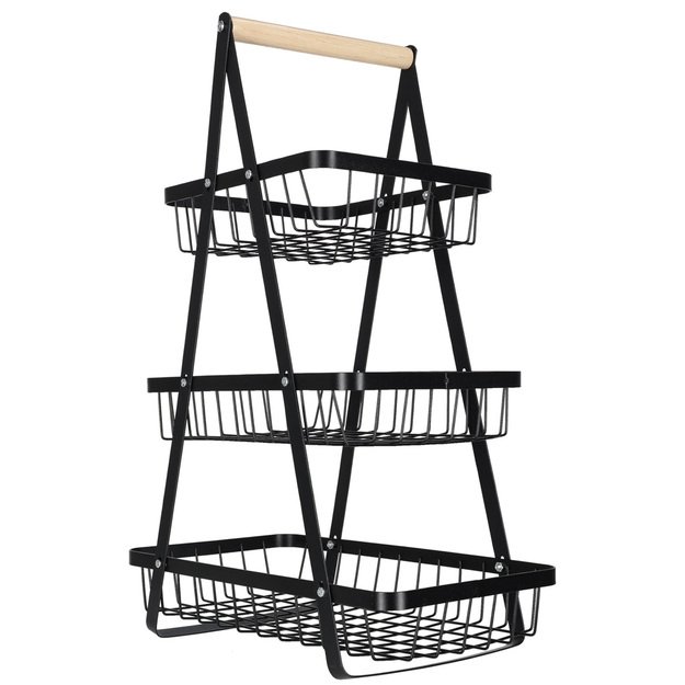 Vaisių ir daržovių krep&scaron;elis trijų pakopų lėk&scaron;tė metalas medis