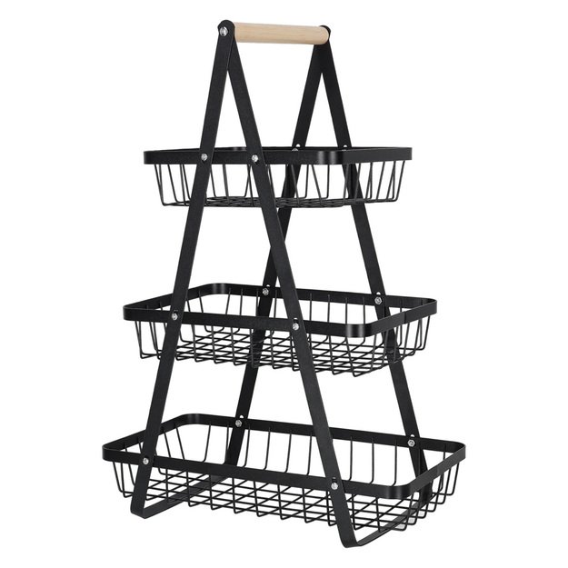 Vaisių ir daržovių krep&scaron;elis trijų pakopų lėk&scaron;tė metalas medis