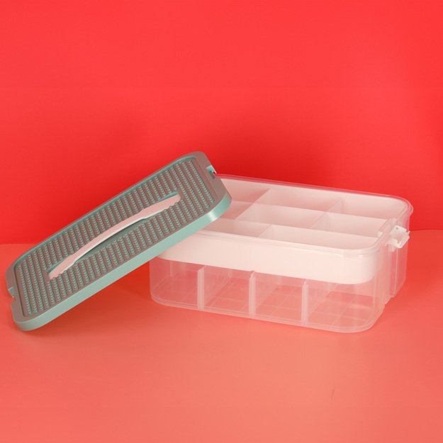 Dėžutės organizatoriaus žaislų dėžutė su skyrių dangteliu