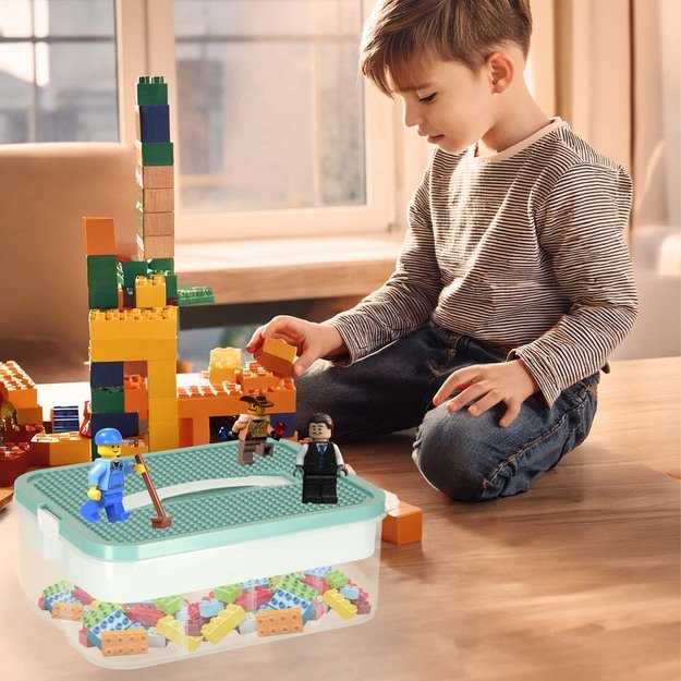 Dėžutės organizatoriaus žaislų dėžutė su skyrių dangteliu