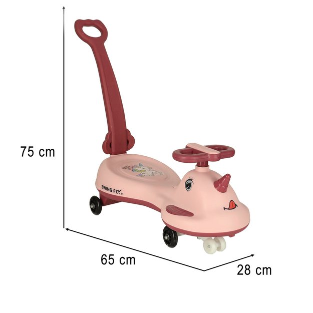 LED Swing FIX S1 gravitacinis paspirtukas su rankena rožinis max 65kg