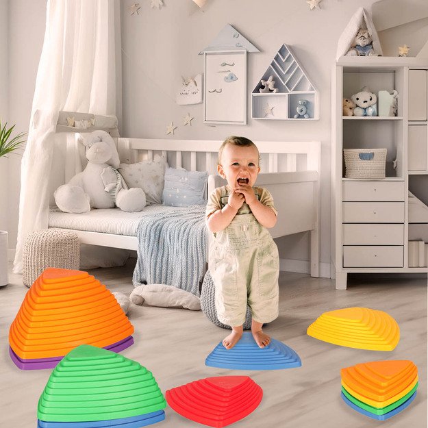 Sensorinis takas upės akmenys balanso mokymo grindys yra lava žaidimas 11 elementų spalvingas