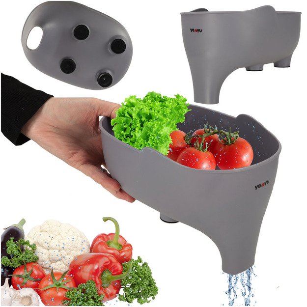 Kriauklės sietelis su piltuvėliu, nusausintuvas ir piltuvėlis, virtuvės organizatorius dramblys