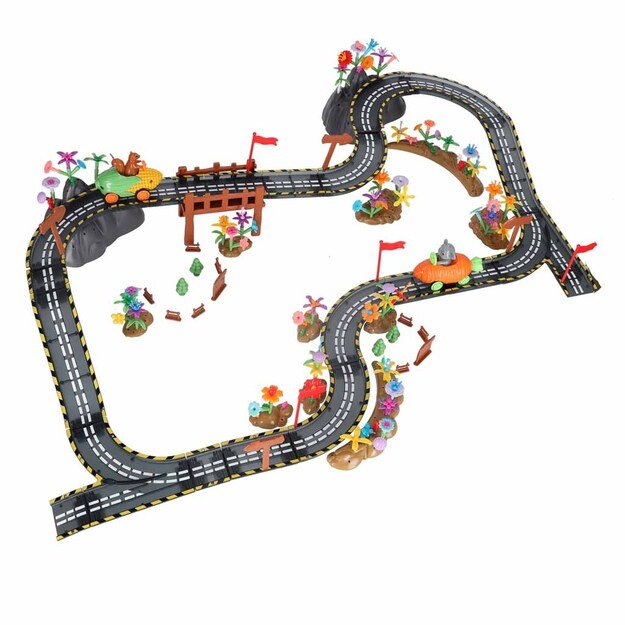 Magnetinė automobilių lenktynių trasa 2 &scaron;viečiančios transporto priemonės 310 elementų