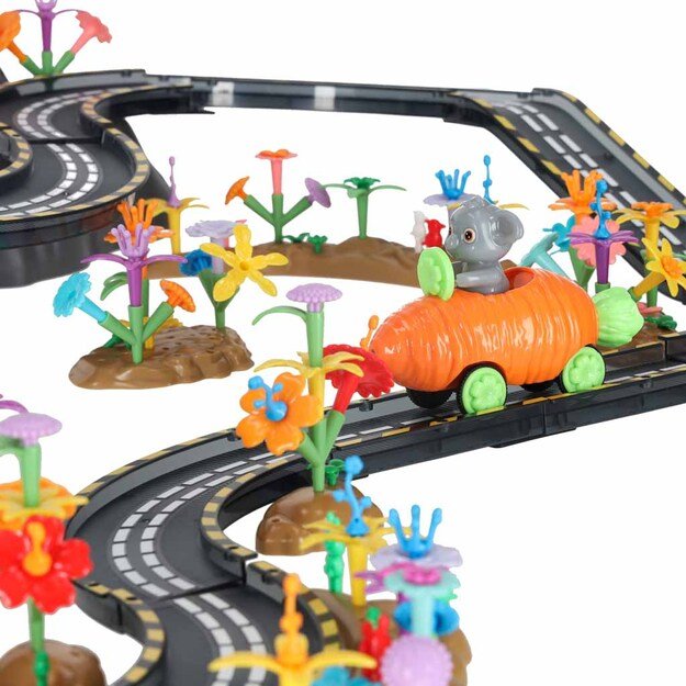 Magnetinė automobilių lenktynių trasa 2 &scaron;viečiančios transporto priemonės 310 elementų