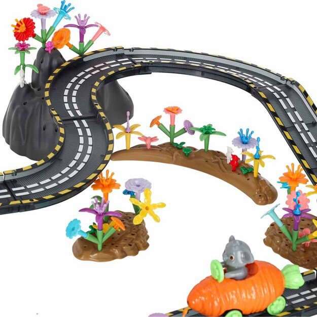 Magnetinė automobilių lenktynių trasa 2 &scaron;viečiančios transporto priemonės 310 elementų