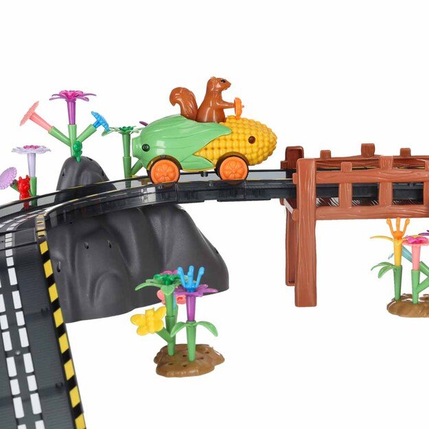 Magnetinė automobilių lenktynių trasa 2 &scaron;viečiančios transporto priemonės 310 elementų