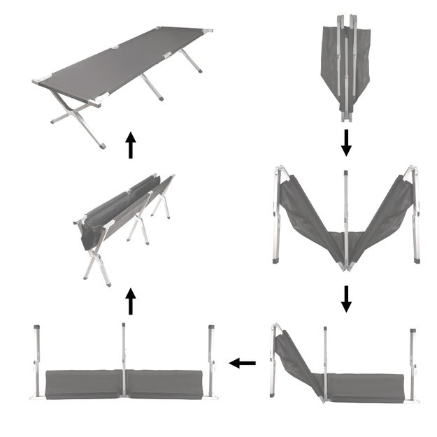 Sulankstoma turistinė lova canada black 150kg