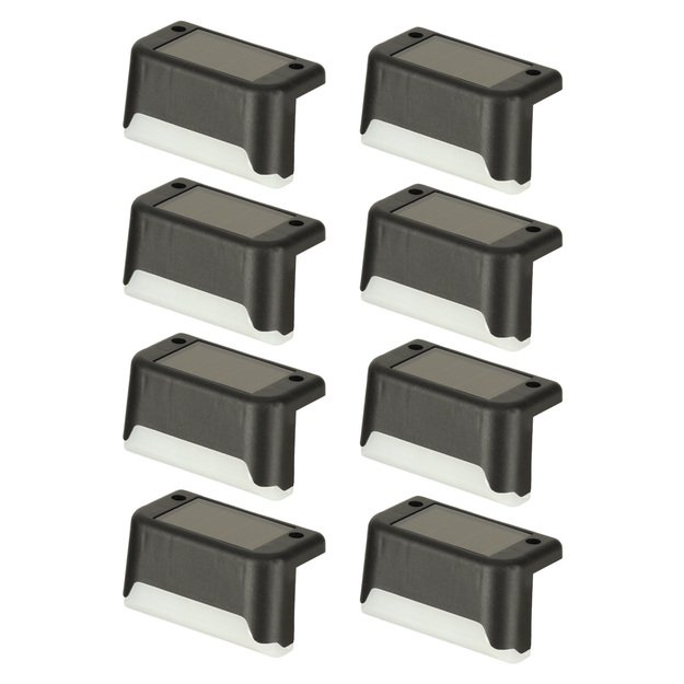 Saulės sodo lauko LED laiptų lempa sutemų jutiklis 8 vnt.