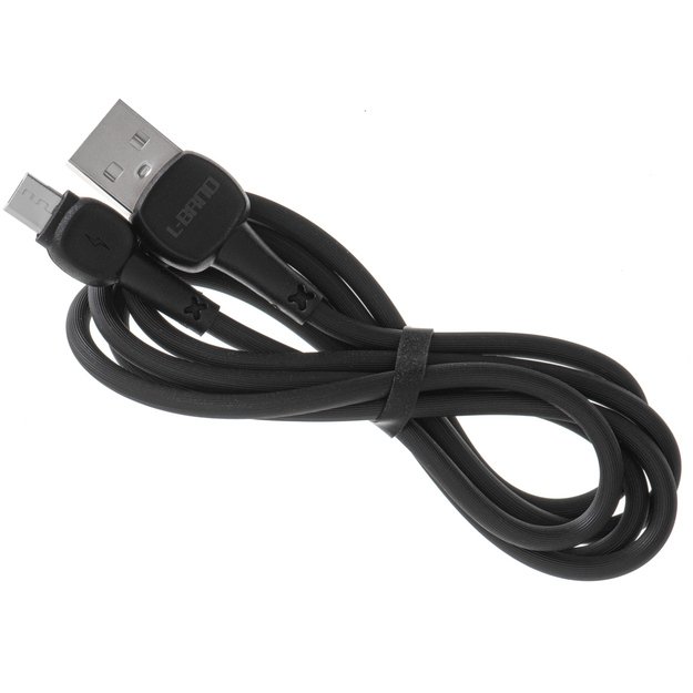 L-BRNO  Micro USB  greitojo įkrovimo kabelis, juodas