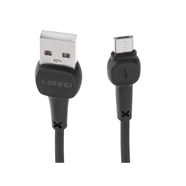 L-BRNO  Micro USB  greitojo įkrovimo kabelis, juodas