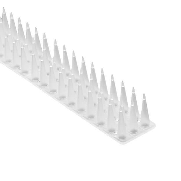 Balandžių spyglių pauk&scaron;čių kam&scaron;tis plastikinis tankus baltas 8el. 43 cm