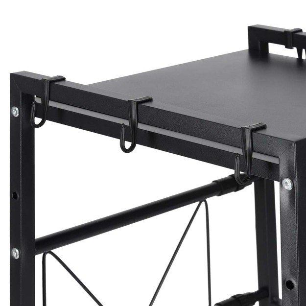 Virtuvės lentyna vir&scaron; mikrobangų krosnelės reguliuojamas metalinis organizatorius 6 pakabos