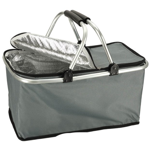 Termoizoliacinis sulankstomas i&scaron;kylų krep&scaron;ys pilkos spalvos