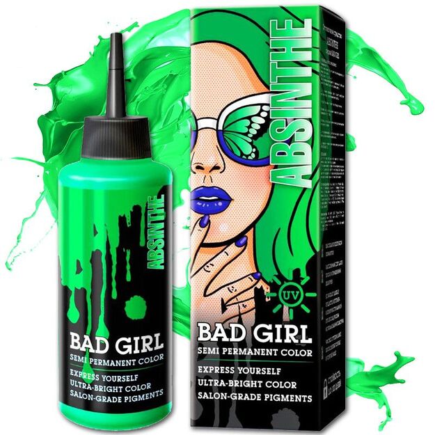 Plaukų dažai Bad Girl, Absentas (Neoninė žalia), 150 ml.