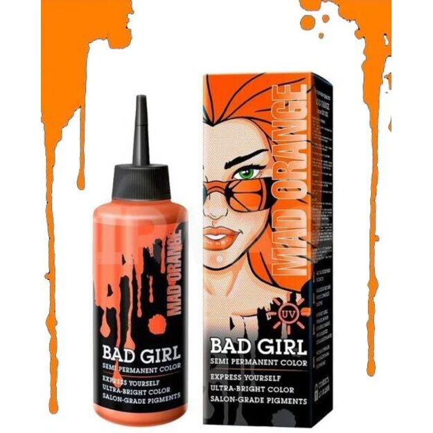 Plaukų dažai Bad Girl, Pašėlęs apelsinas (Neoninė oranžinė), 150 ml.
