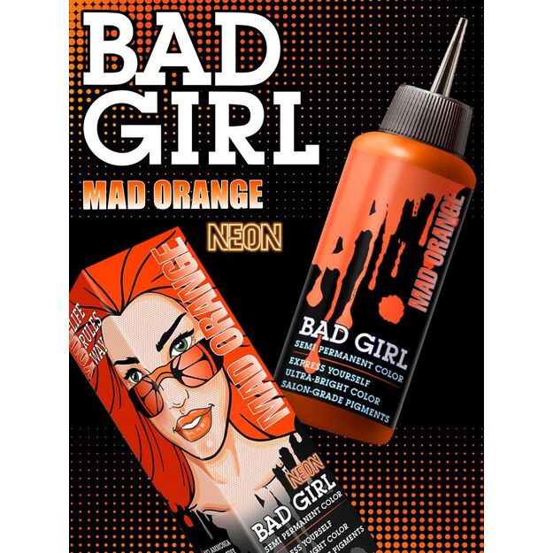Plaukų dažai Bad Girl, Pašėlęs apelsinas (Neoninė oranžinė), 150 ml.
