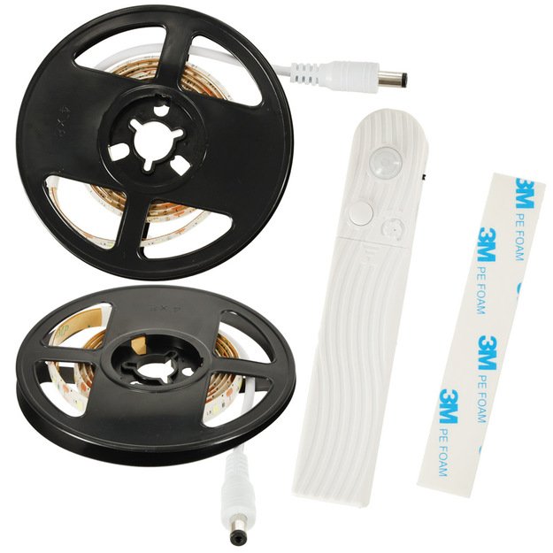 Akumuliatoriumi maitinama USB judesio detektoriaus LED juosta 1M &scaron;altai balta