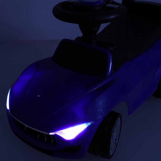 Automobilinis vežimėlis su garsu ir šviesomis, mėlynos spalvos
