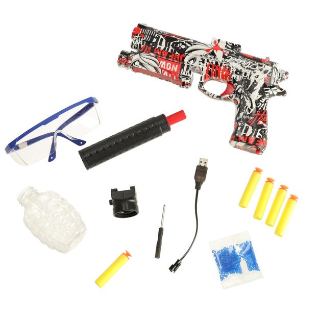 Gelinis kulkosvaidis vandens šautuvas, maitinamas USB baterija + 550 vnt. akinių. 7-8 mm