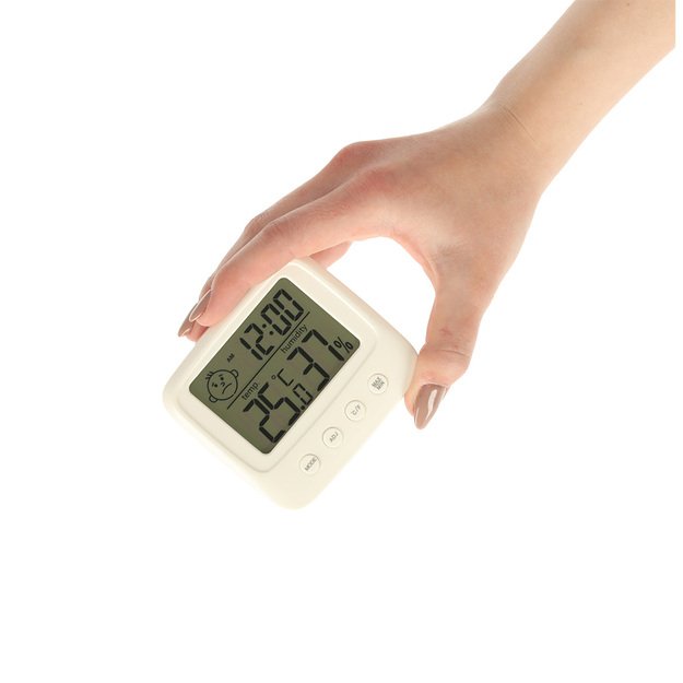 Higrometras Laikrodis Kambario termometras Drėgmės matuoklis LCD